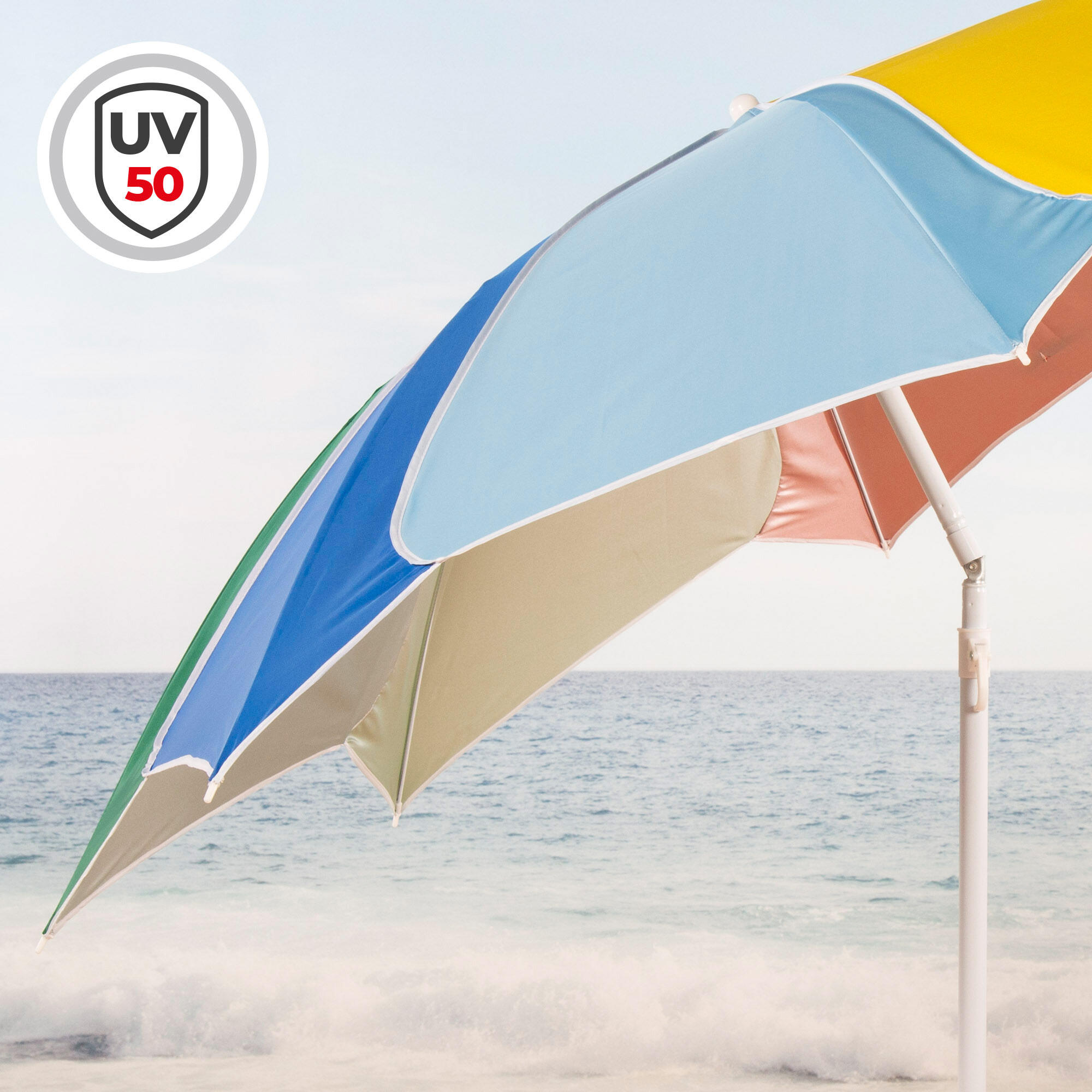 Aktive Beach Sombrilla de playa inclinable y protección UV50 multicolor D180 cm 3/7