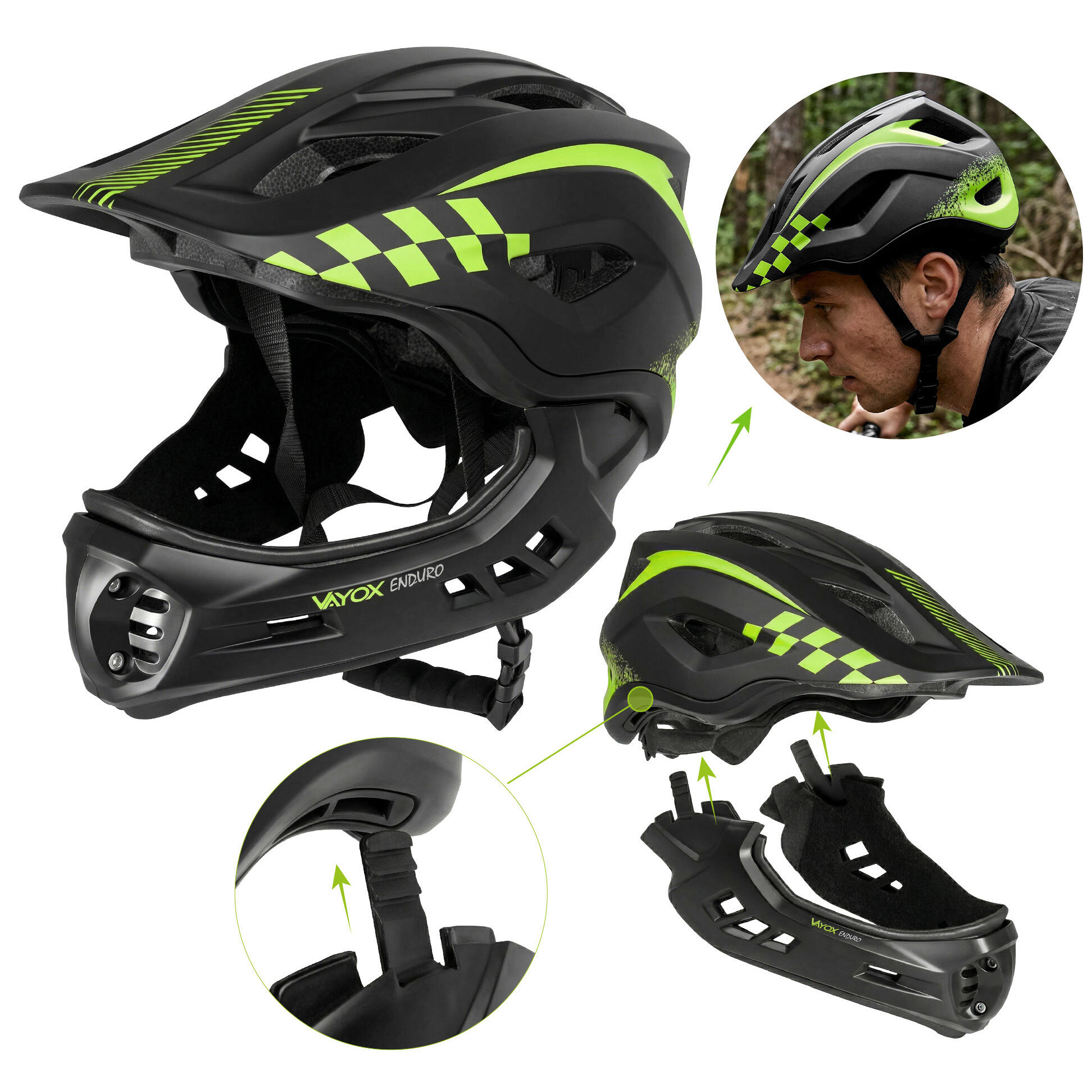 Capacete de ciclismo MTB para crianças Vayox Enduro VA0421 full face 3/7
