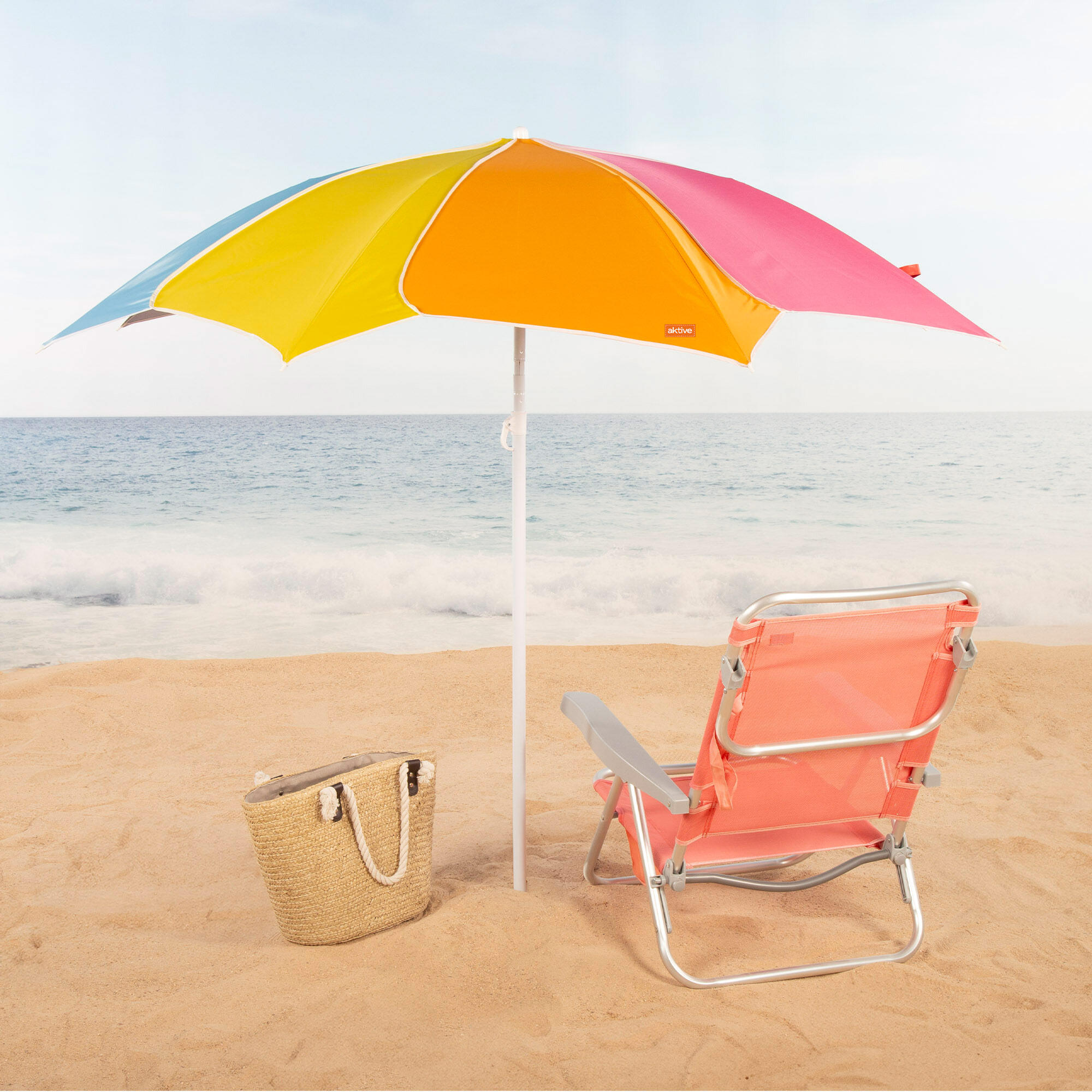 Aktive Beach Sombrilla de playa inclinable y protección UV50 multicolor D180 cm 2/7