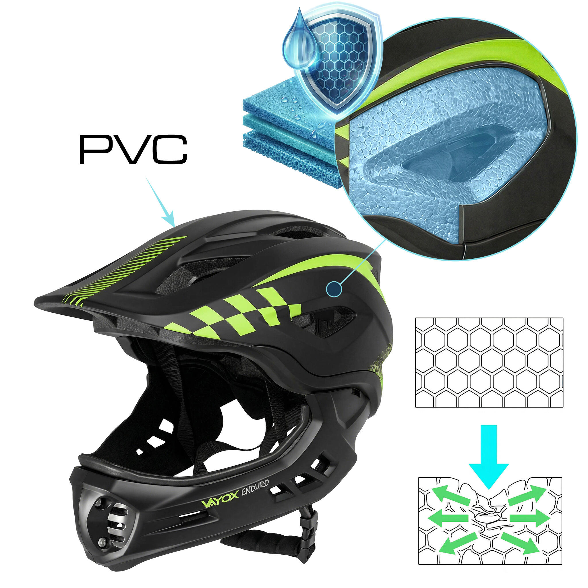 Capacete de ciclismo MTB para crianças Vayox Enduro VA0421 full face 6/7