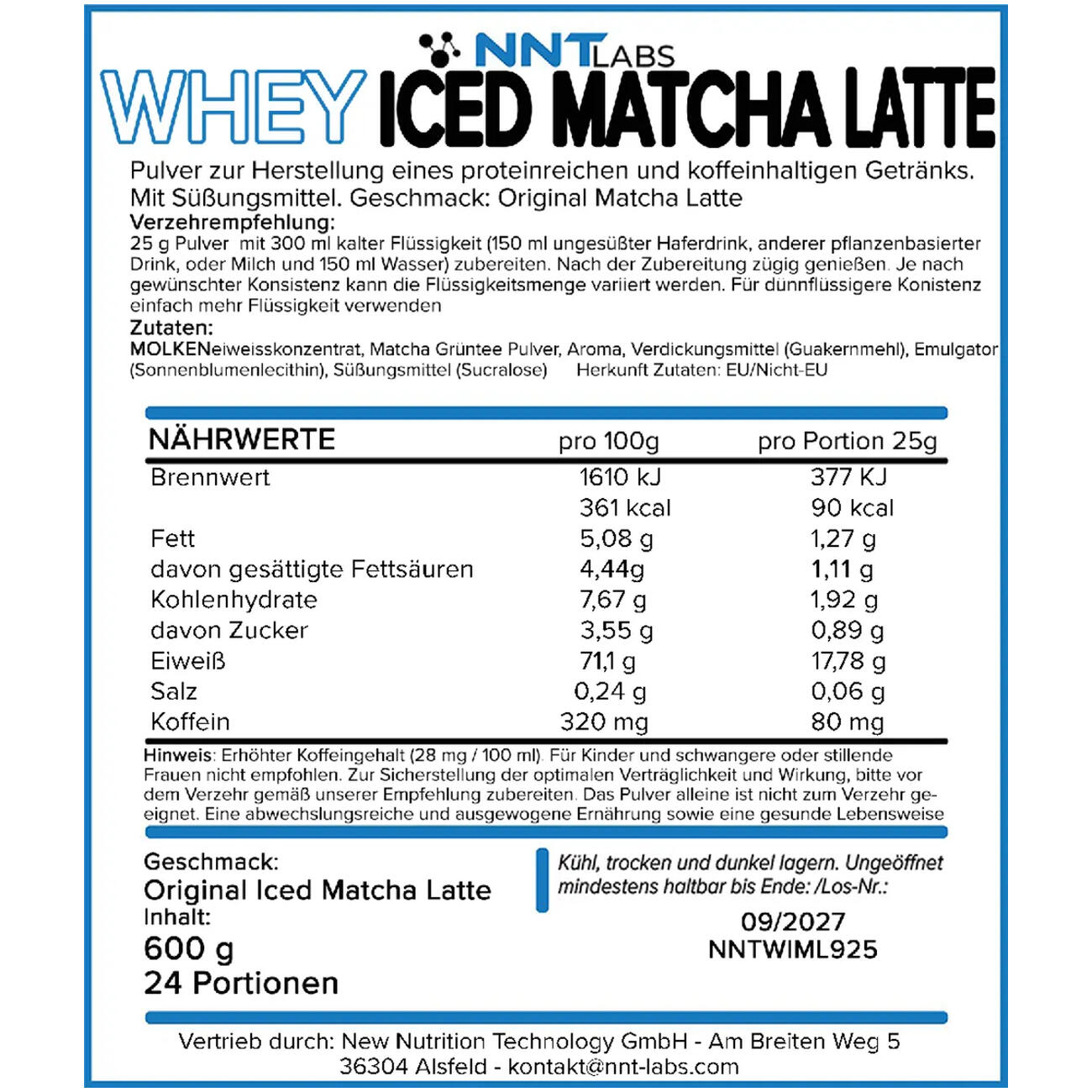 NNT Whey ICED MATCHA LATTE 600g 2/2