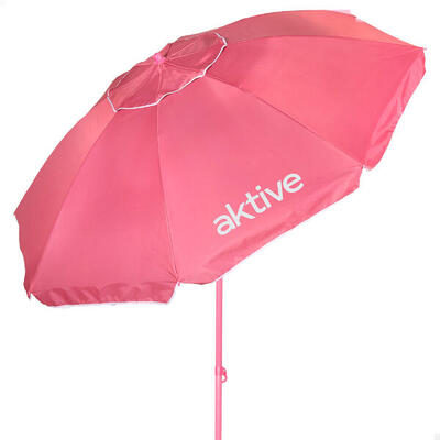 Aktive Beach Ombrellone da spiaggia inclinabile rosa D220 cm con protezione UV50