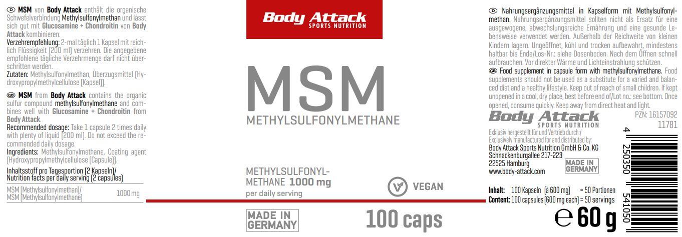 Body Attack MSM 100 Caps 2/2