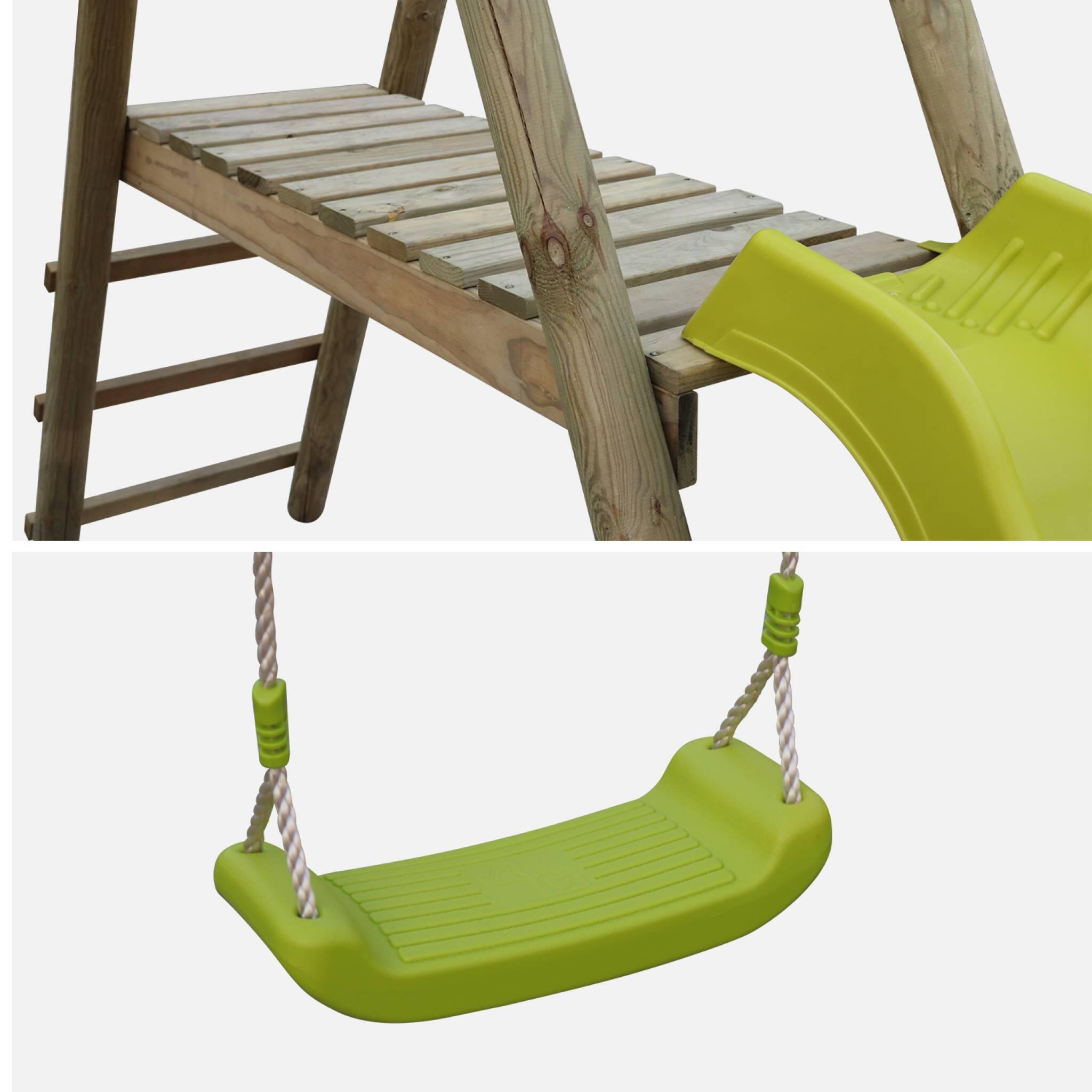 Parque infantil com escorrega e 2 baloiços , Verde 3/5