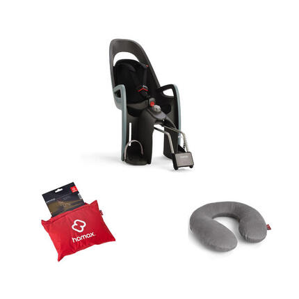 Lot Siège Vélo Bébé CARESS Fixation Cadre + Poncho Pluie + Oreiller Cervical