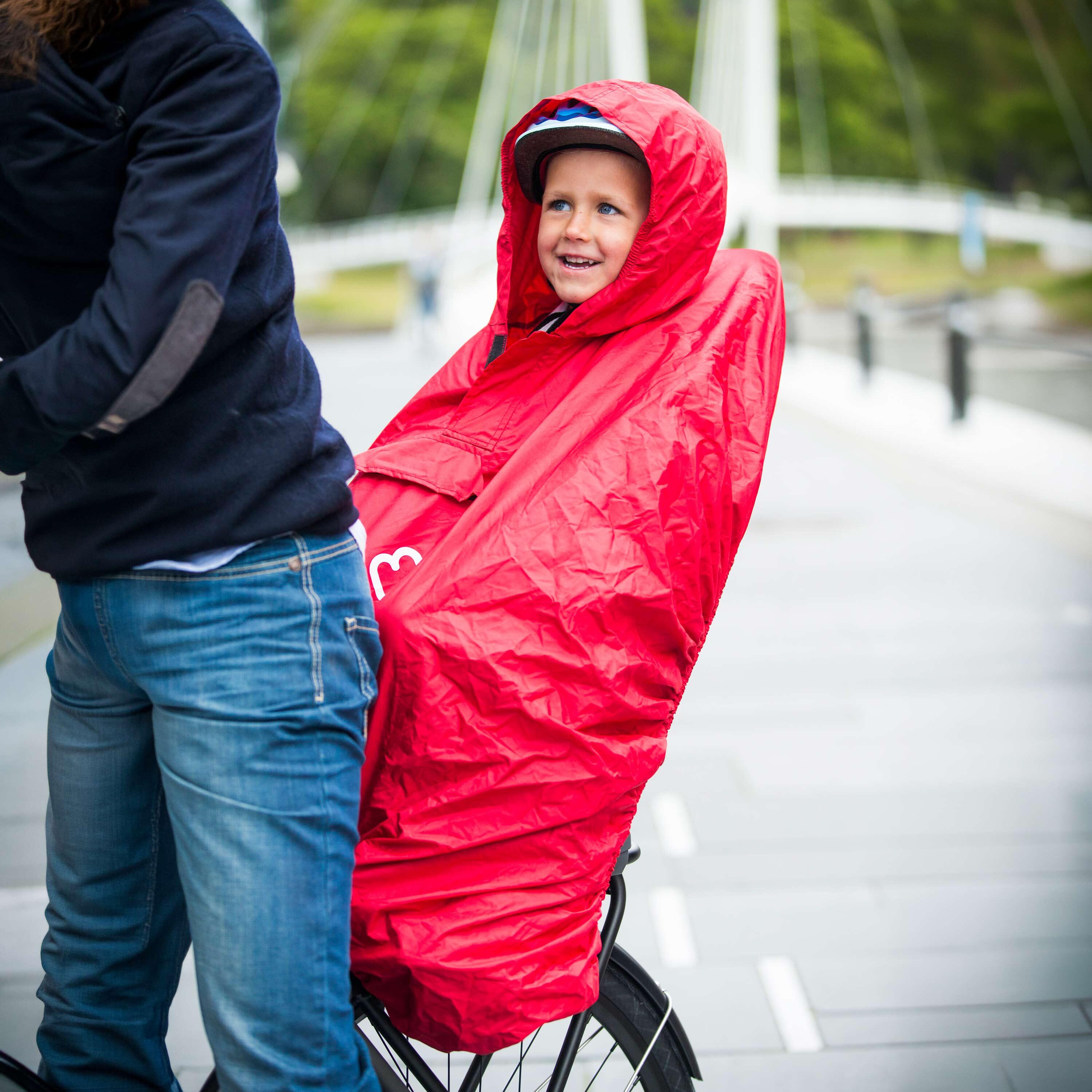 Lot Siège Vélo Bébé CARESS Fixation Cadre + Poncho Pluie + Oreiller Cervical 5/6