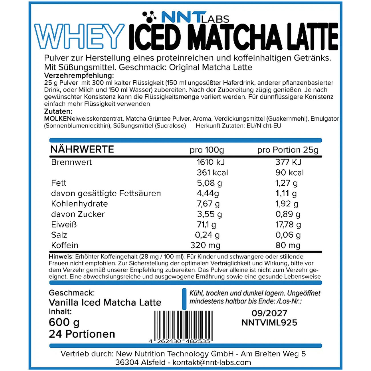 NNT Whey ICED MATCHA LATTE 600g 2/2