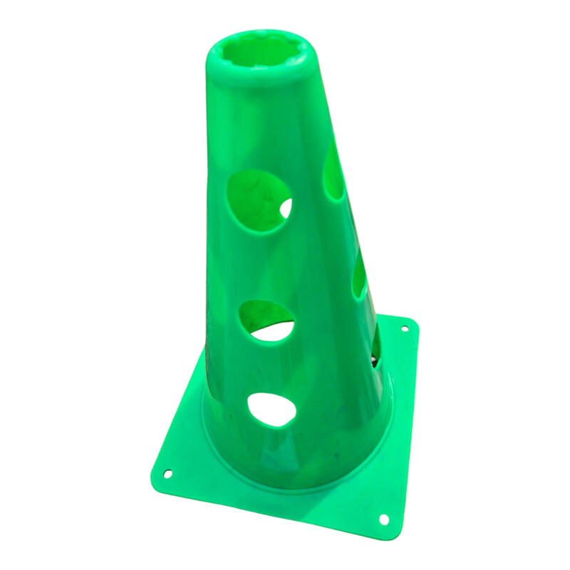 Set 10 conuri antrenament Sportech, 30 cm, cu găuri, verzi