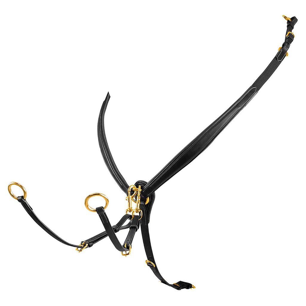 Leather breastplate with fork and steel buckles
