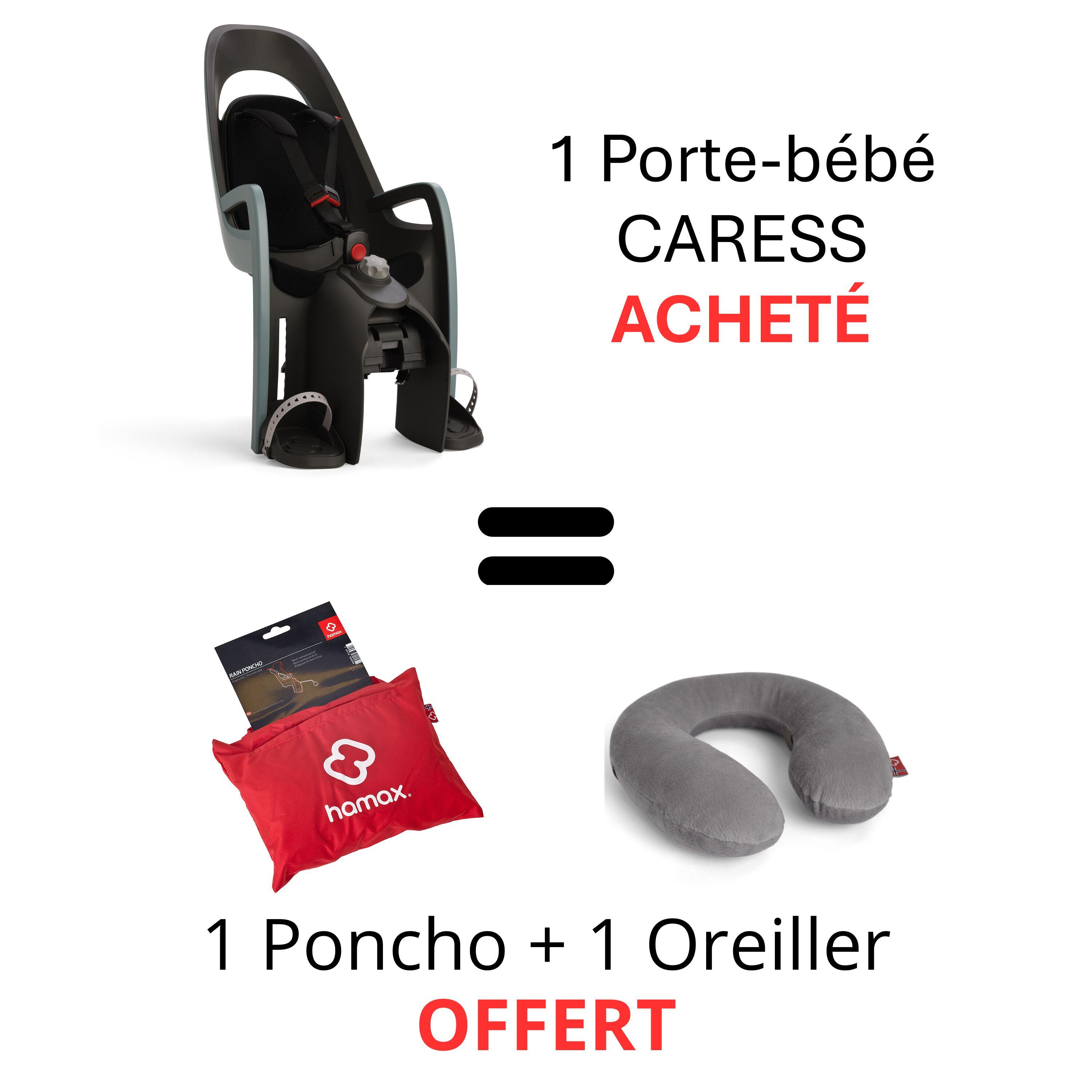 Lot Siège Vélo Enfant Caress Fixation Porte-Bagages + Poncho + Oreiller Cervical 2/7