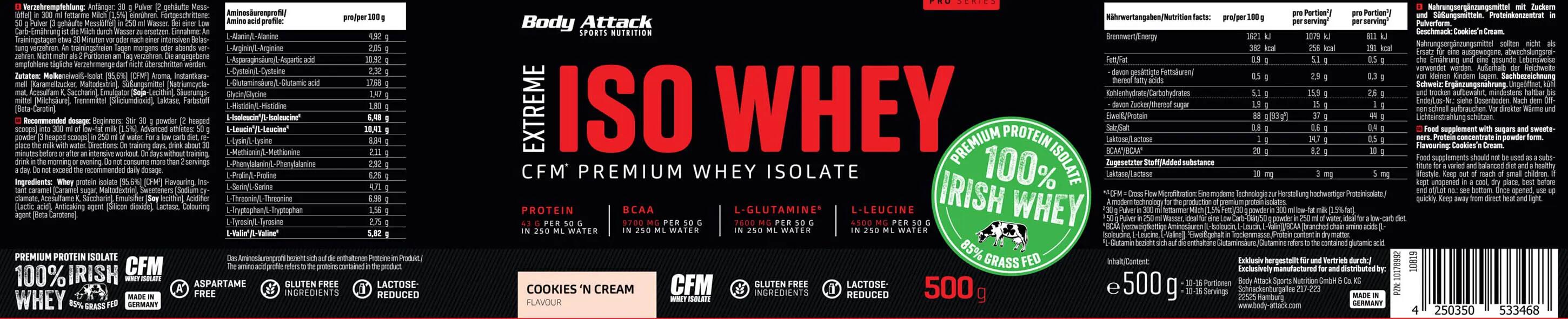 Body Attack Extreme Iso Whey Professional Vanille 500 g 3/7