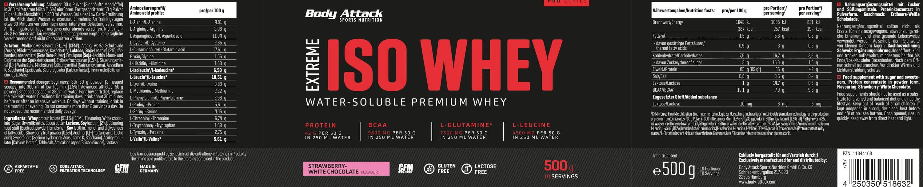 Body Attack Extreme Iso Whey Professional Vanille 500 g 5/7