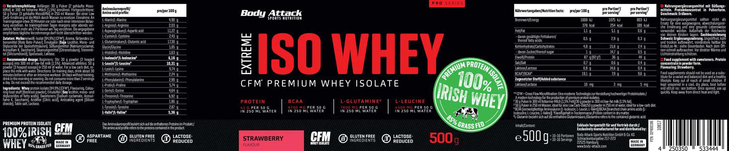 Body Attack Extreme Iso Whey Professional Vanille 500 g 6/7
