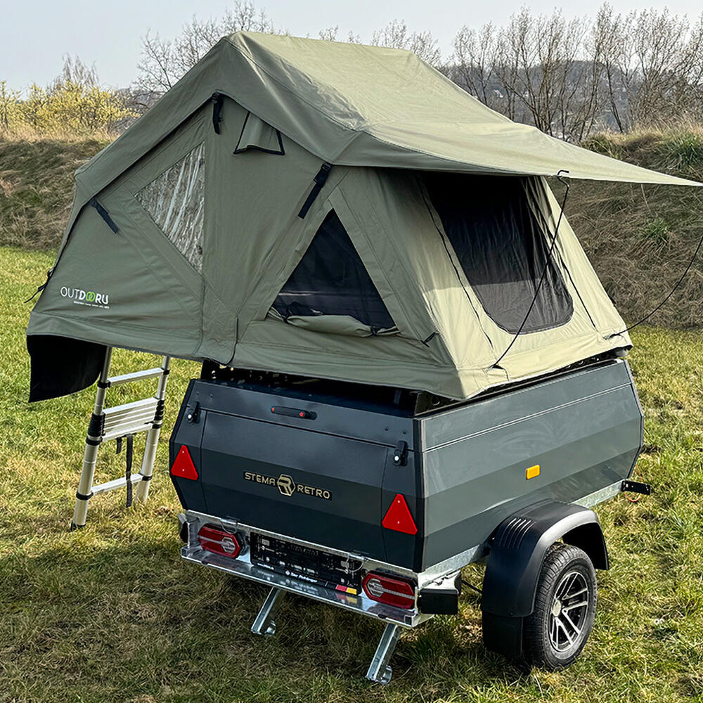 Dachzelt-Anhnger + Dachzelt Compact - Grau - inkl. 100 km/h Zulassung |  Decathlon