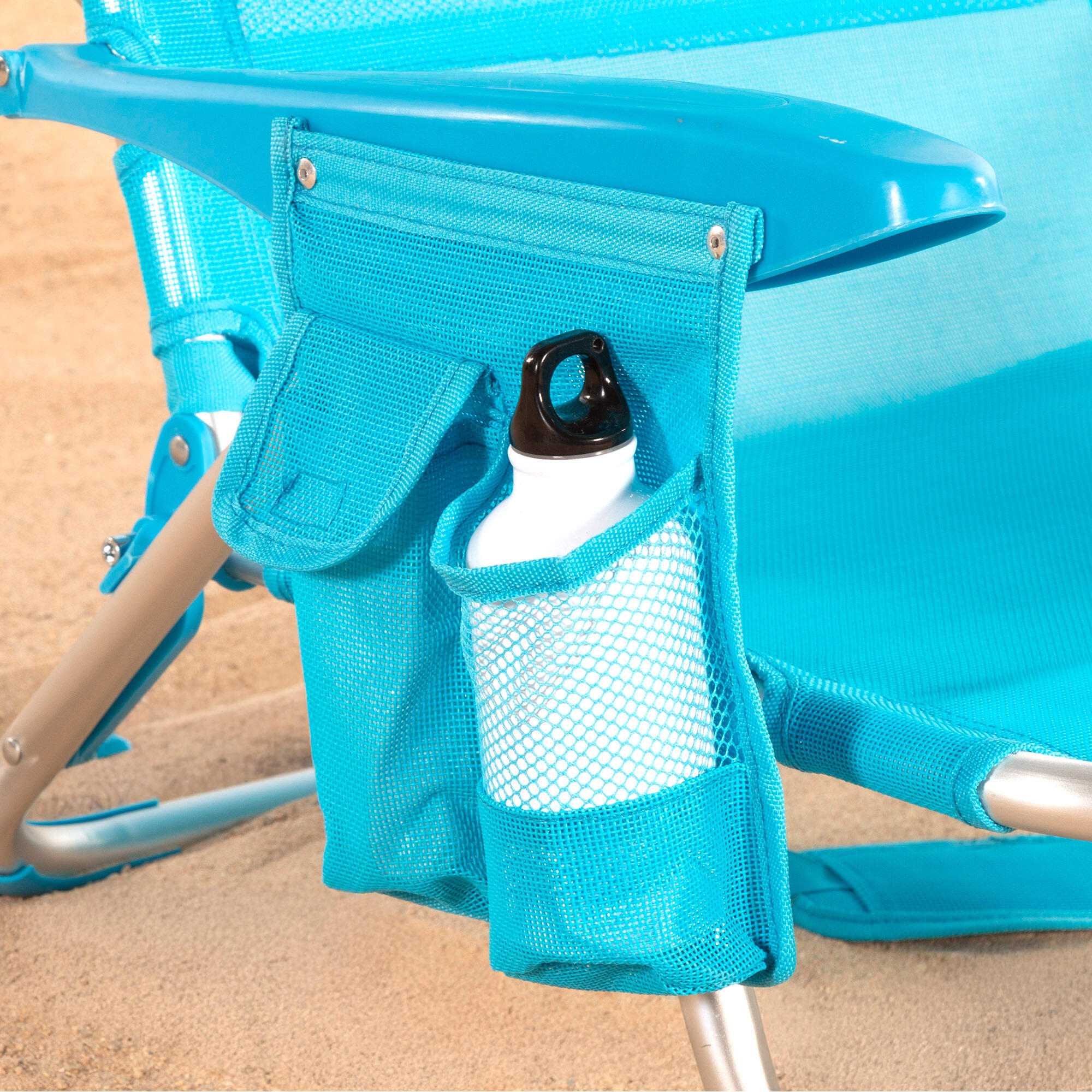 Aktive Cadeira de praia baixa dobrável multiposições 51x45x76 cm azul 7/7