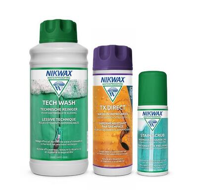 Nikwax voordeelpakket - tech wash 1l&tx direct 300ml&stain scrub 125ml - 3-pack