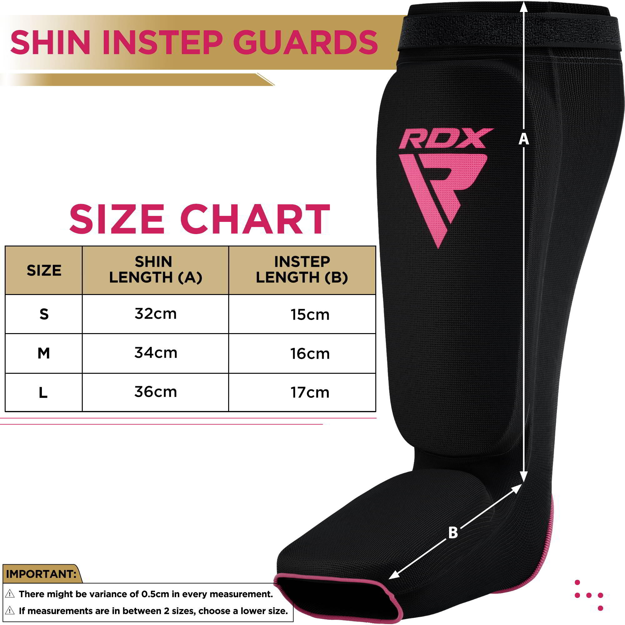 Protège-tibias RDX – Noir/Rose – L 5/5