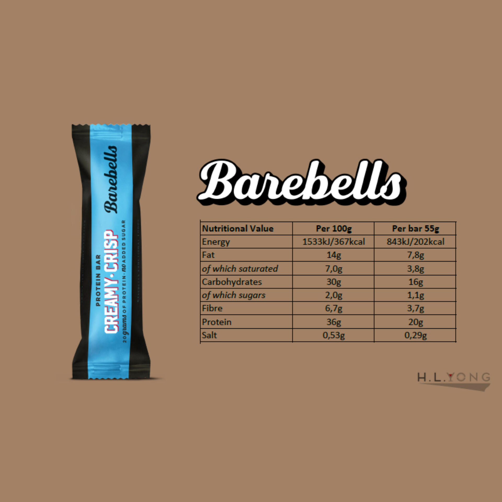 Barebells Protein Bar, Creamy Crisp 55g (12bars/ctn)
