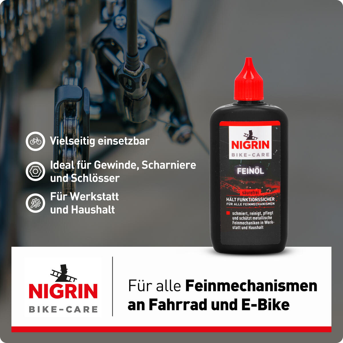 NIGRIN BIKE-CARE E-Bike- und Fahrrad-Feinöl für alle Feinmechanismen - 100ml 5/7