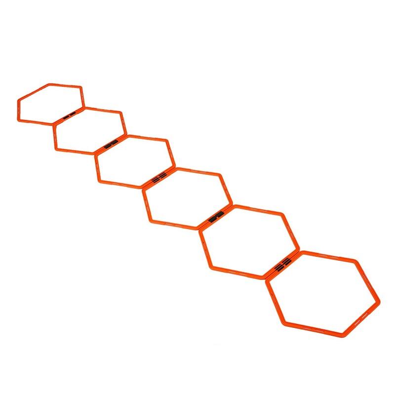 Zestaw 6 Hexa Hoops sześciokątne koła treningowe 49 cm pomarańczowe 3/4