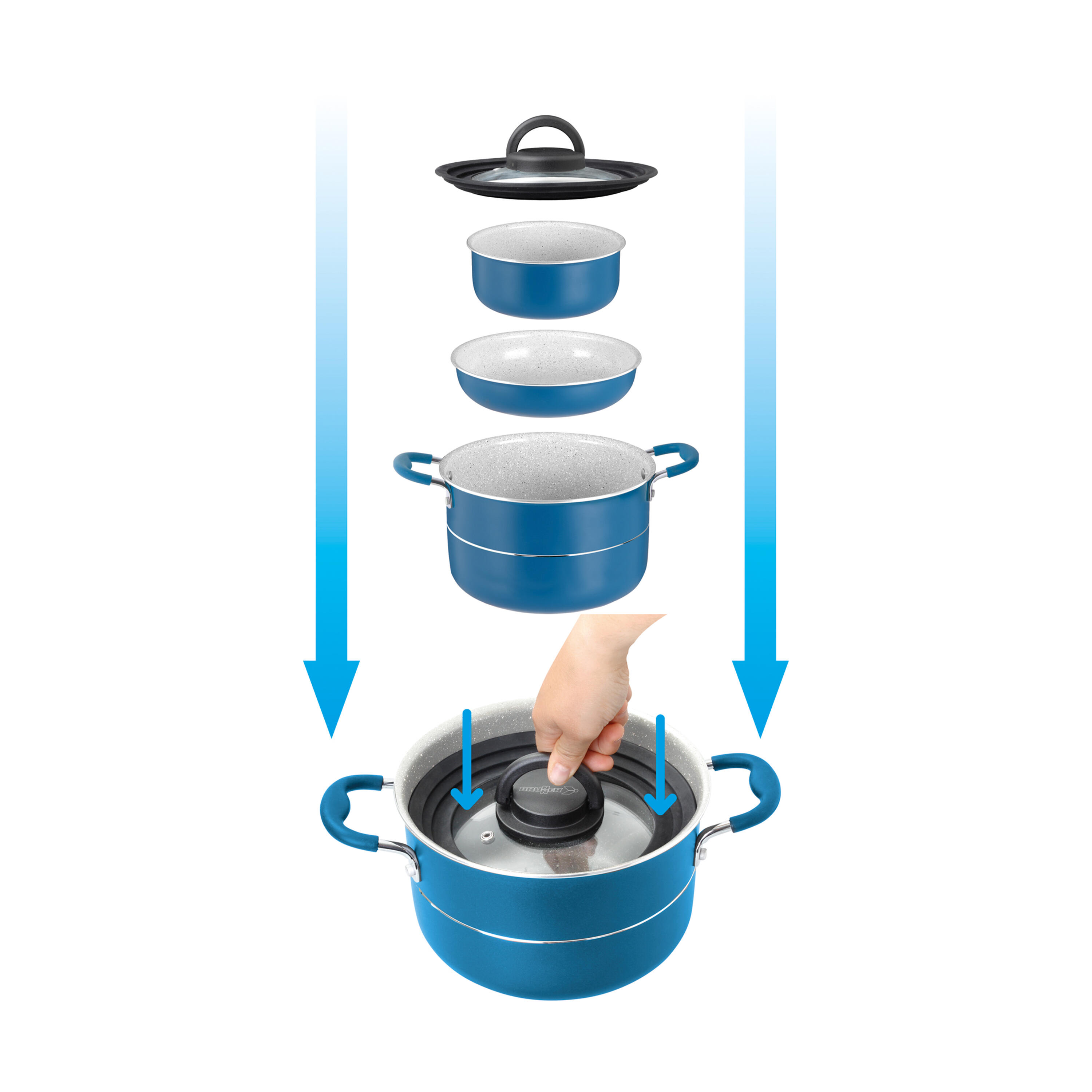 Brunner Set pentole Carezza NG 7+1 Ø 22 cm, 8 pezzi, rivestimento ceramico 4/7