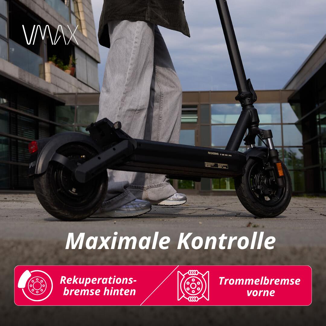 VMAX VX2 Gear E-Scooter – 50 km Reichweite, Straßenzulassung, vollgefedert, 7/7