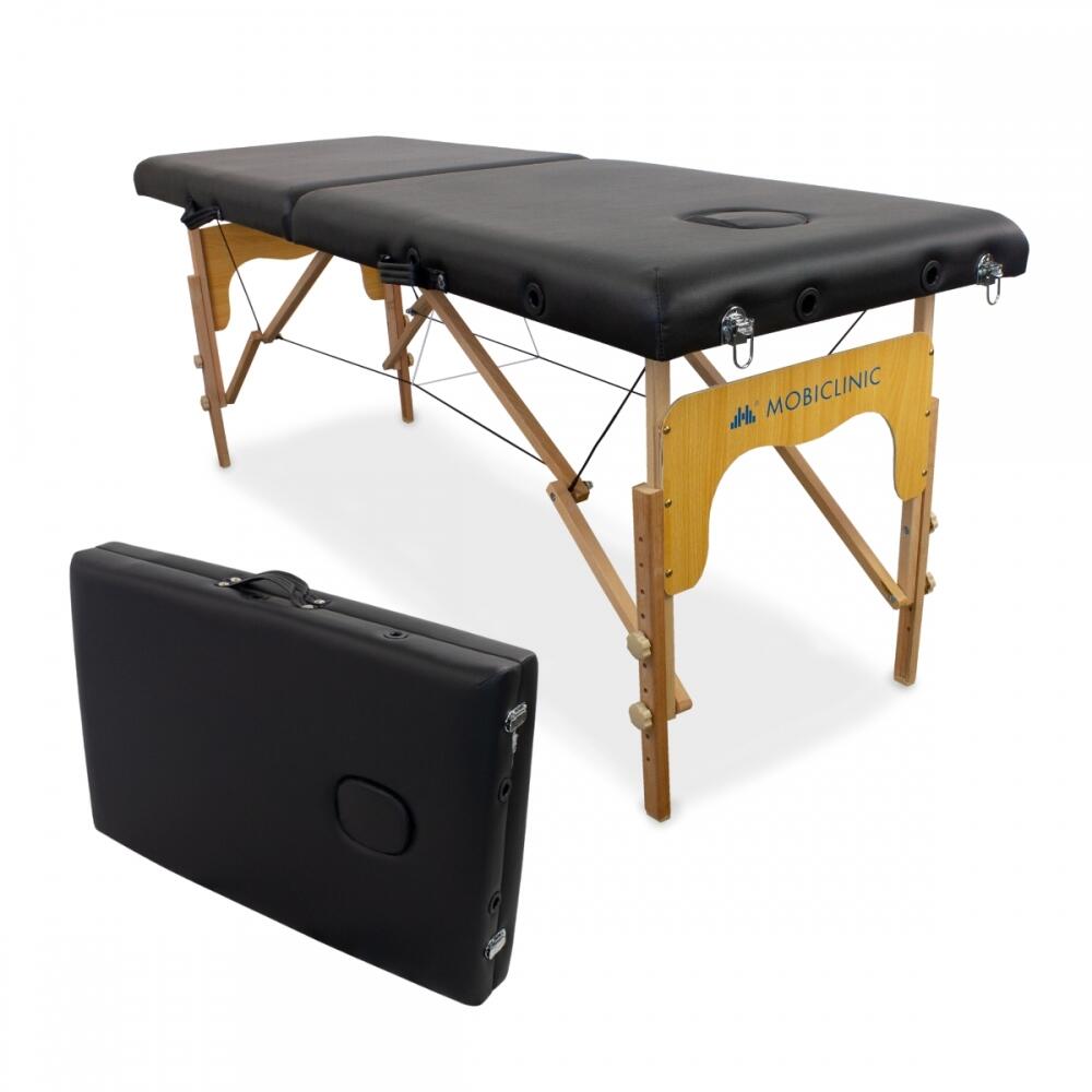 CM-O1 Basic Black Portable Folding Wooden Massage Table (150 kg capacity)