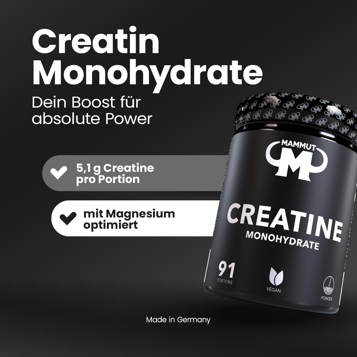 Creatine Monohydrate Powder - 550 g Dose 3/4
