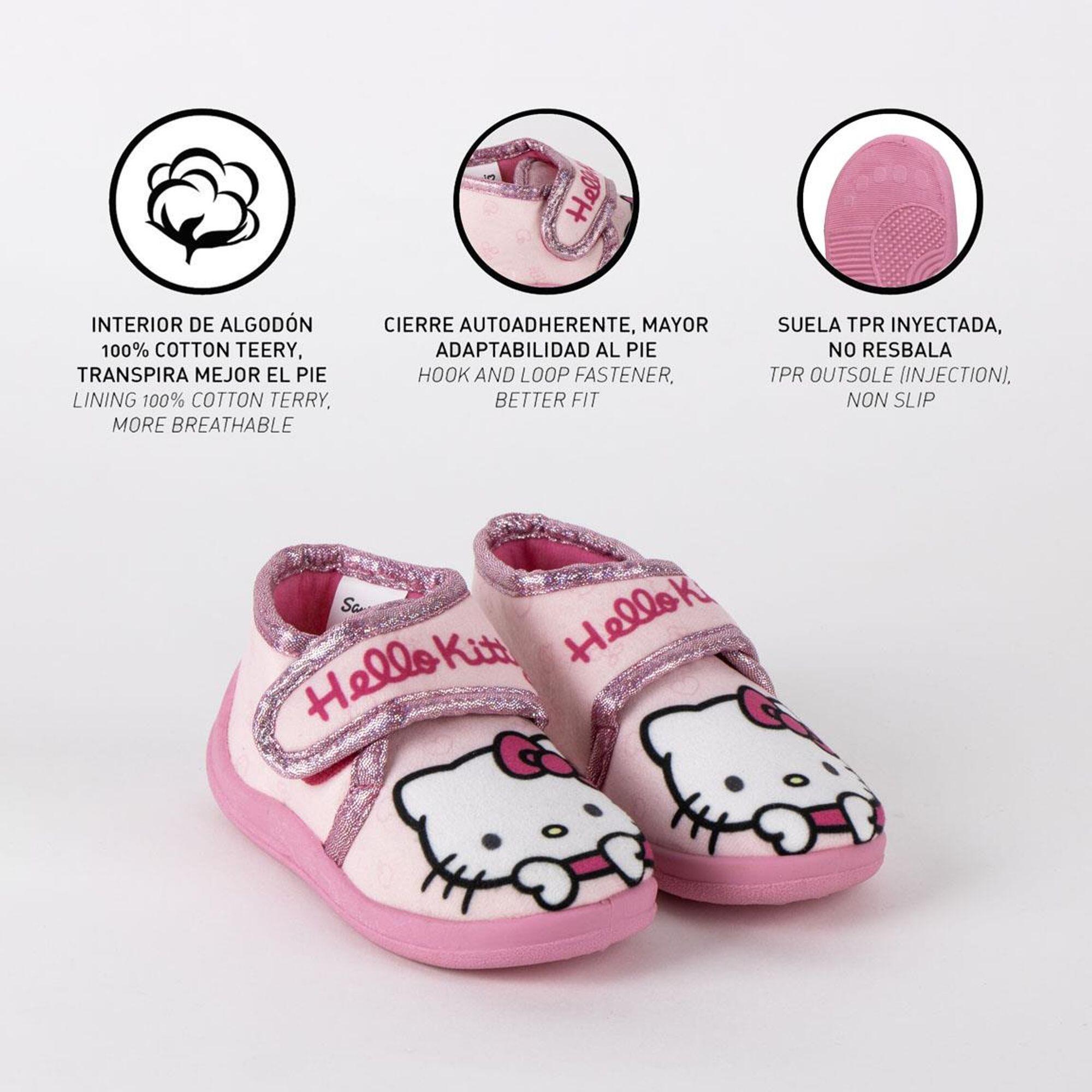 Chaussons mi-bottes Hello Kitty, fermeture velcro, semelle flexible 6/7