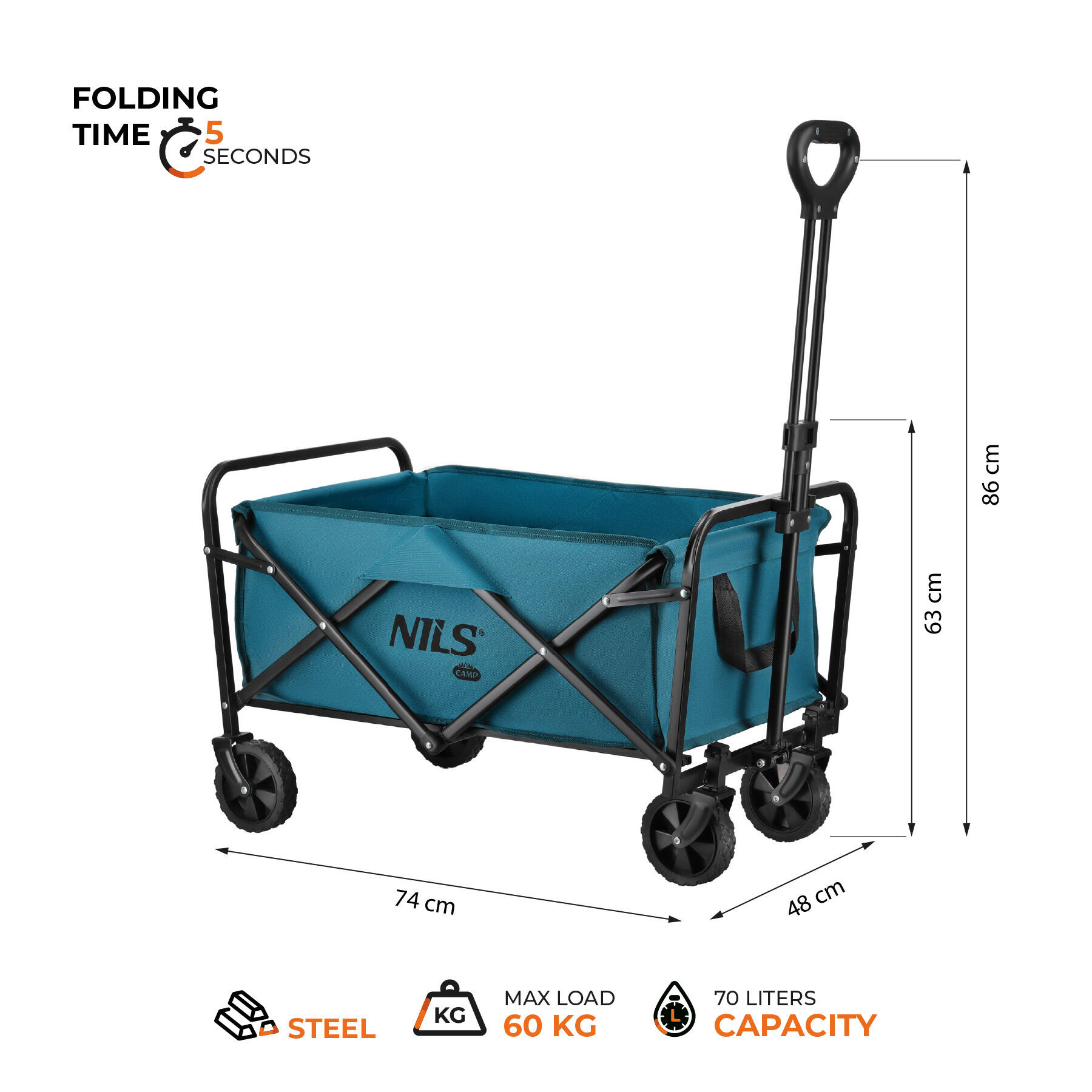 Chariot de voyage pliable 70 L Nils Camp 3/7