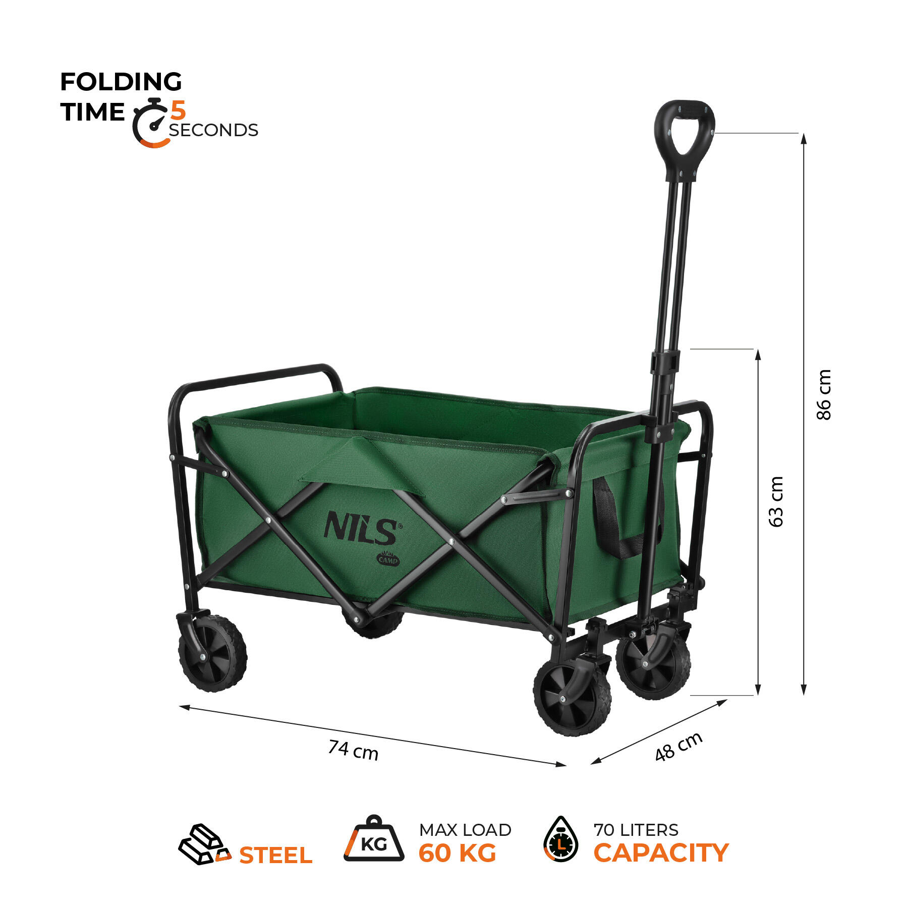 Chariot de voyage pliable 70 L Nils Camp 3/7
