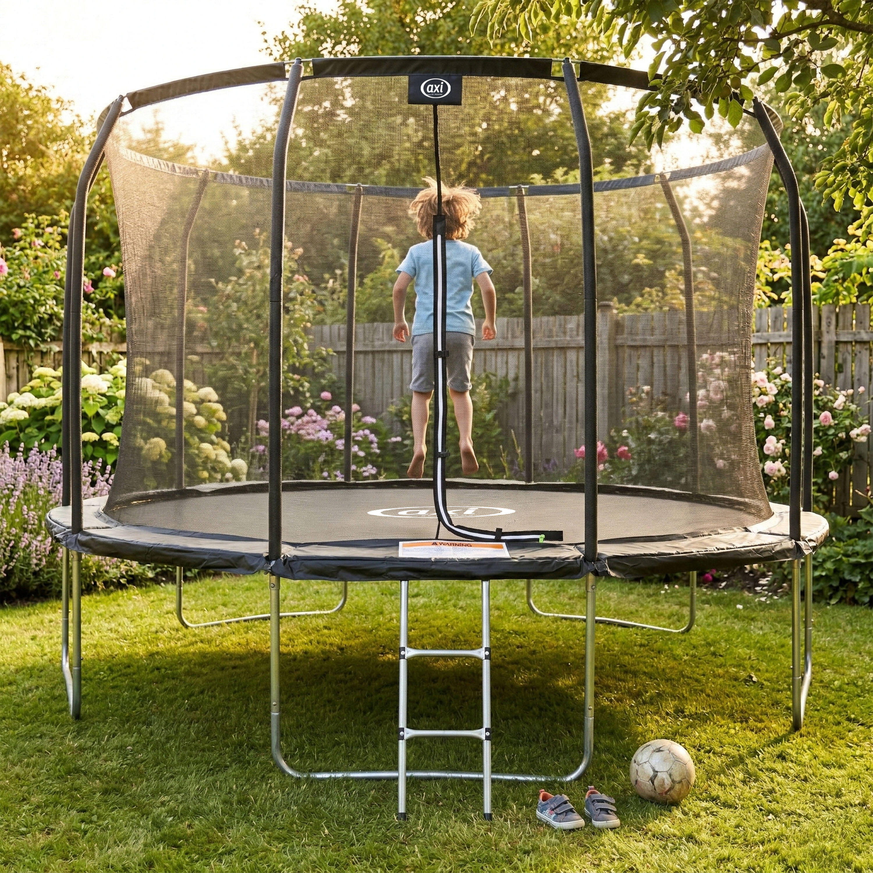 Trampoline Ø 366 cm - Hors Sol - AXI Houston - Echelle, Filet - Noir 3/7