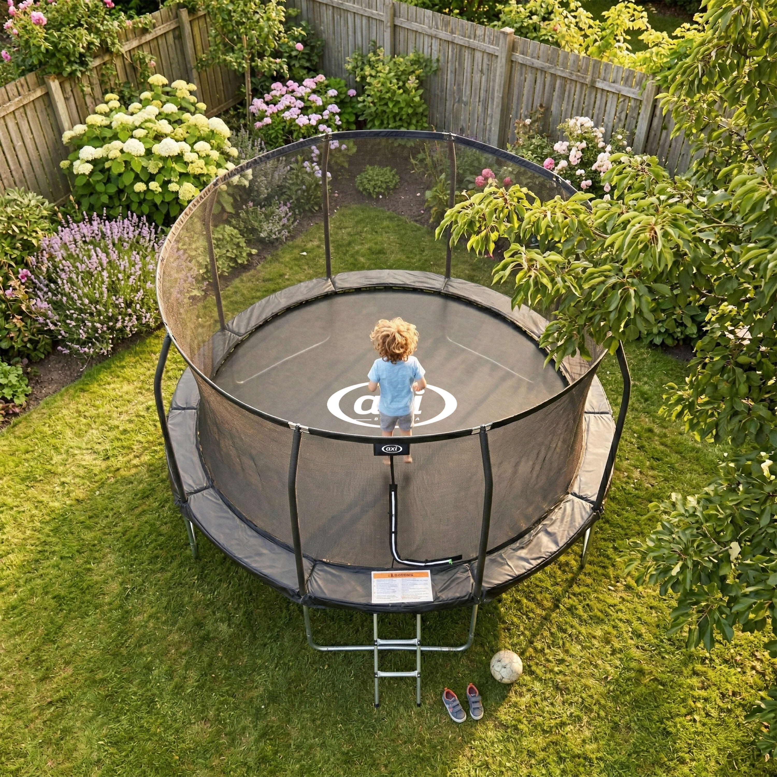 Trampoline Ø 366 cm - Hors Sol - AXI Houston - Echelle, Filet - Noir 4/7