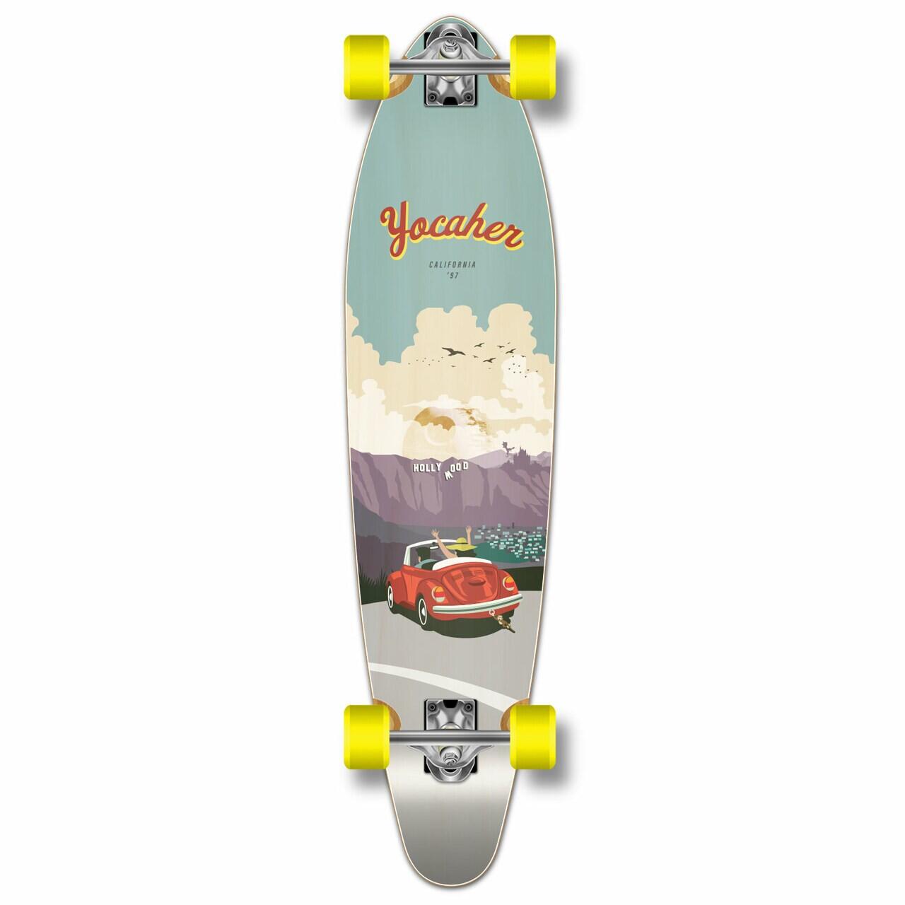 YOCAHER - Skate Longboard Kicktail Completa - VW Red Beatle 1/4