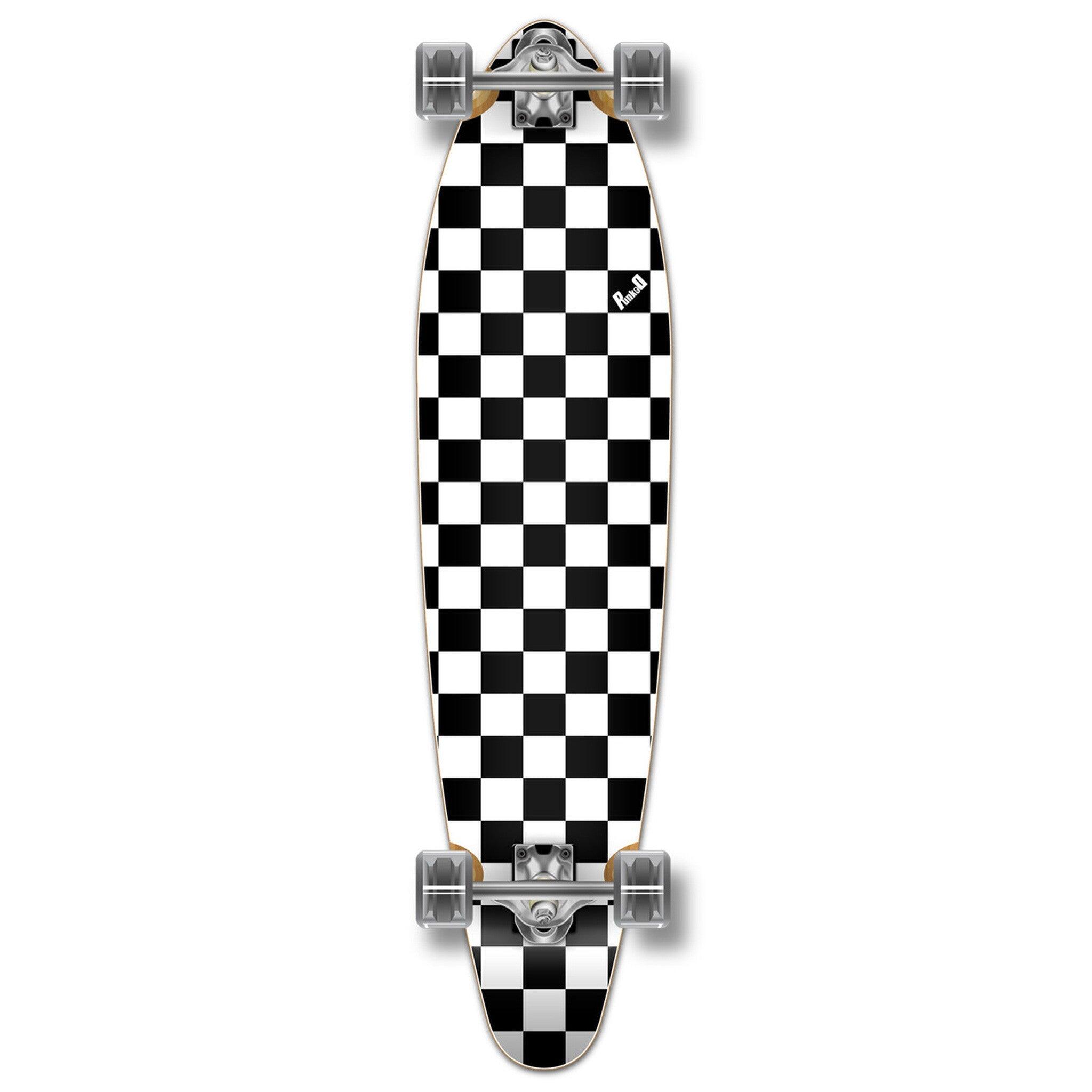 YOCAHER - Skate Longboard Kicktail Completa - Checker White 1/4