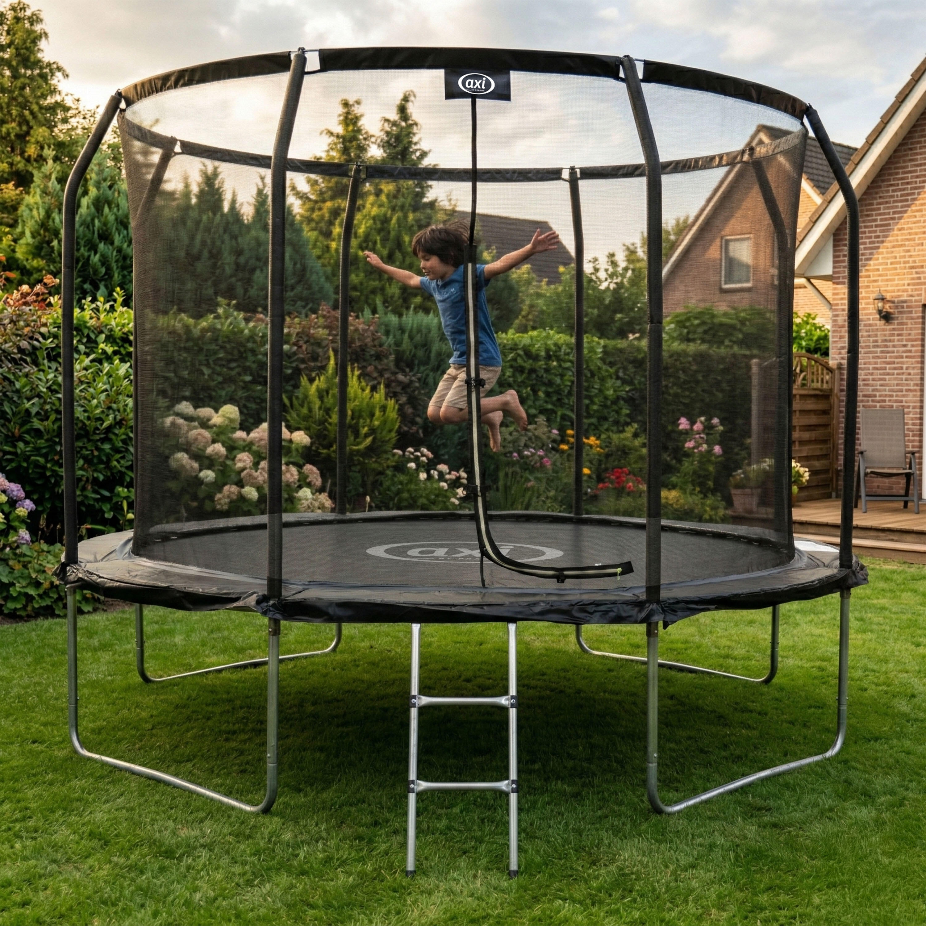 Trampoline Ø 305 cm - Hors Sol - AXI Houston - Echelle, Filet - Noir 3/7