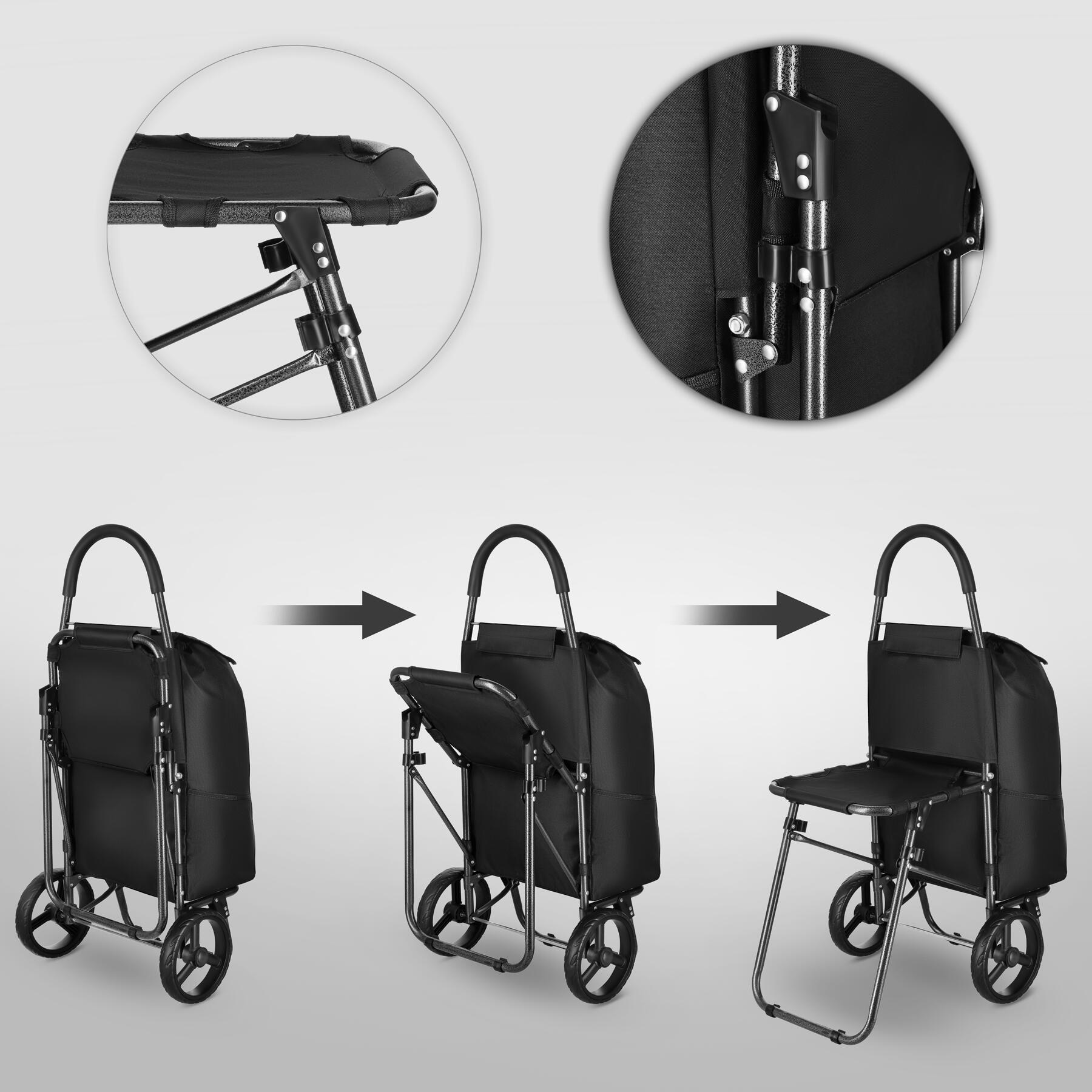 Chariot pliable à roulettes avec siège 40L NC4303 Nils 3/7