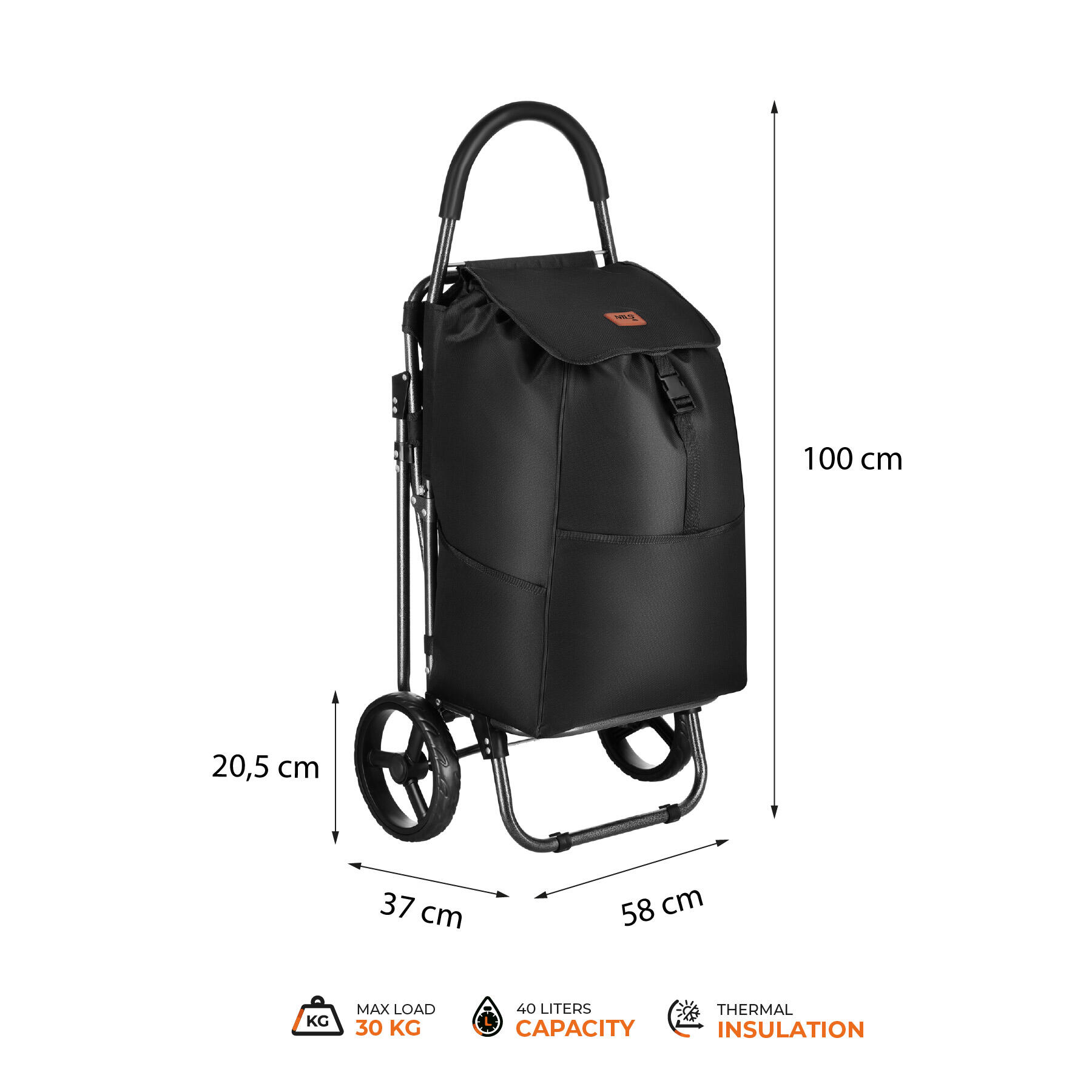 Chariot pliable à roulettes avec siège 40L NC4303 Nils 5/7