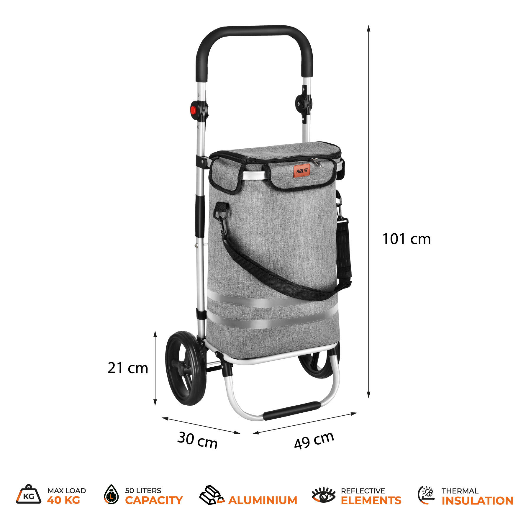 Chariot de courses pliable à roulettes Premium 45L NC4305 Nils 3/7