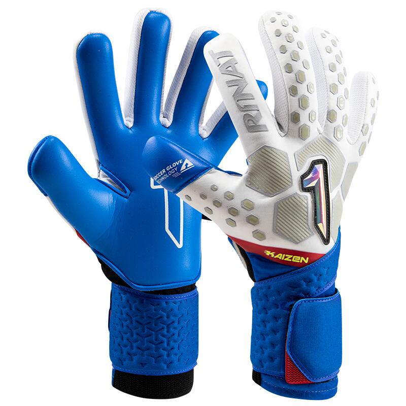KAIZEN ALPHA Gant de Gardien de But de Football Adulte Bleu Blanc