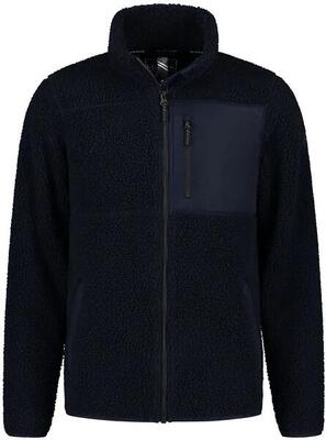 Kjelvik emiel herenfleecejack navy - 100% polyester, rits, borst- en zijzakken.