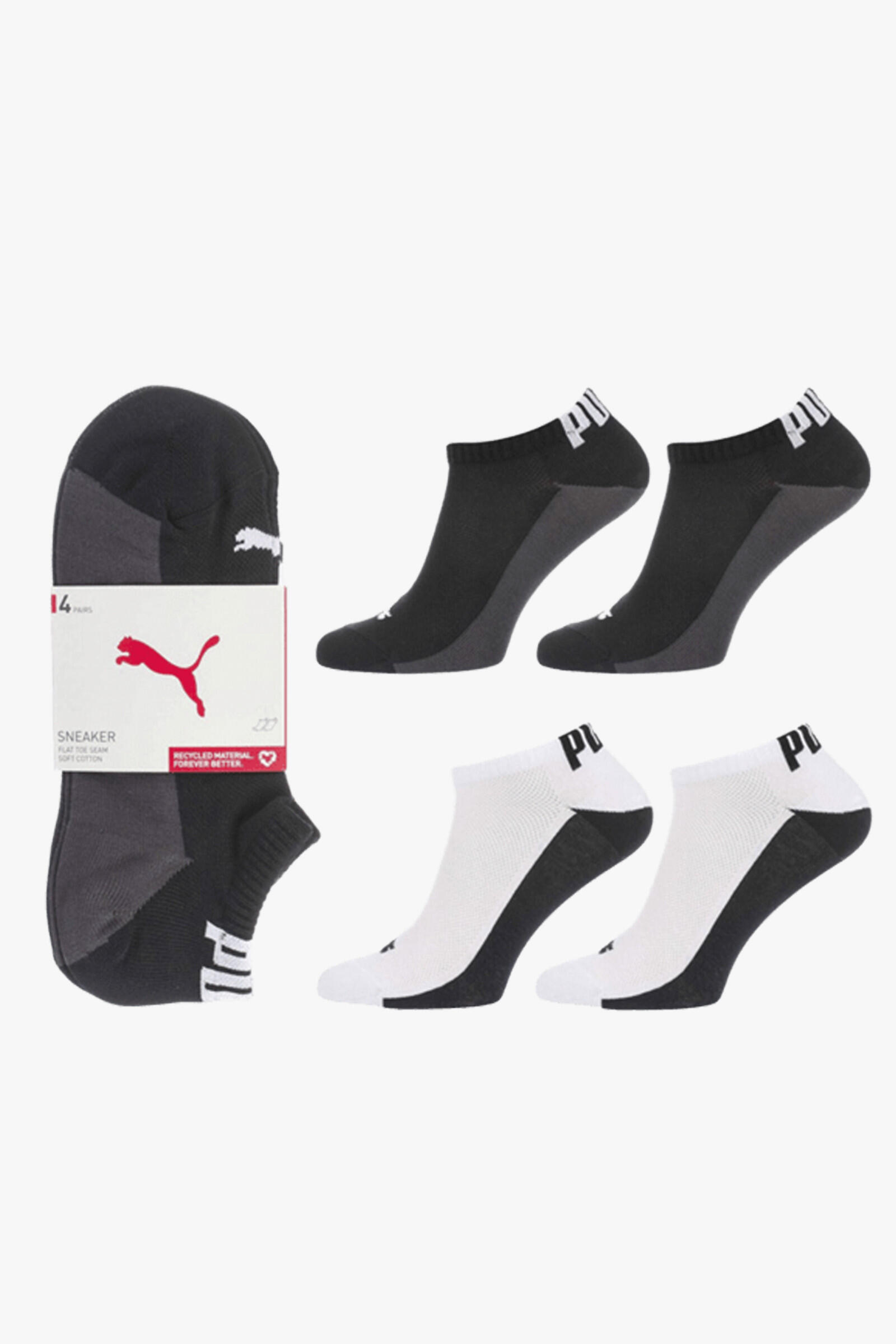 Puma Calcetines Back Logo Sneaker Pack De 4 Blanco/negro 4/4