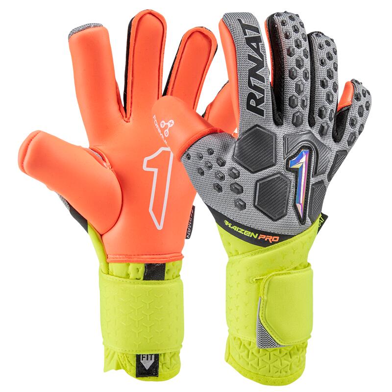 KAIZEN PRO Gant gardien but football Adulte Gris Orange