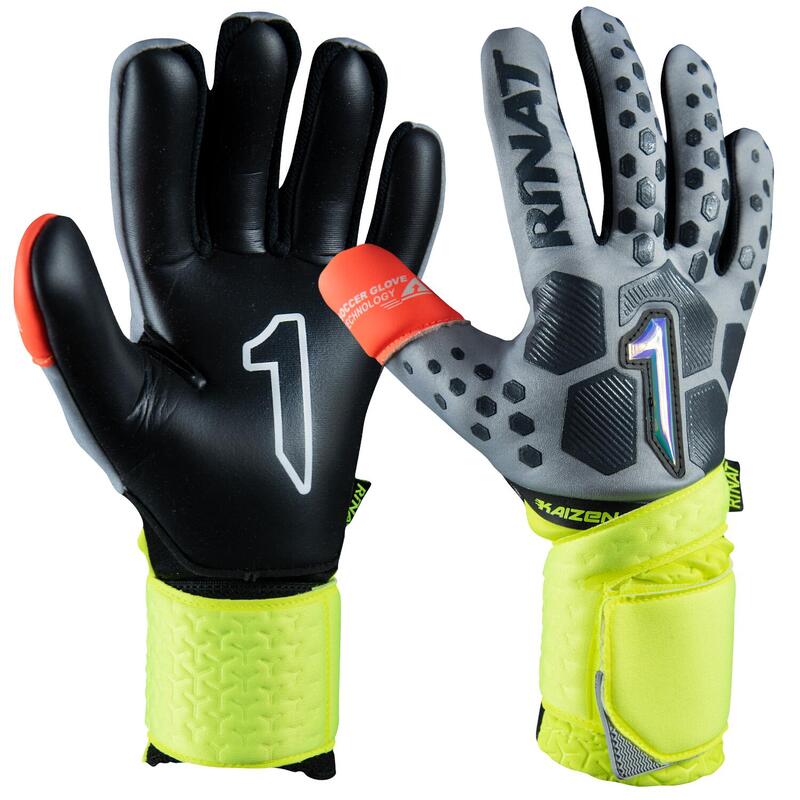 KAIZEN ALPHA Gant de gardien de but de football adulte gris jaune