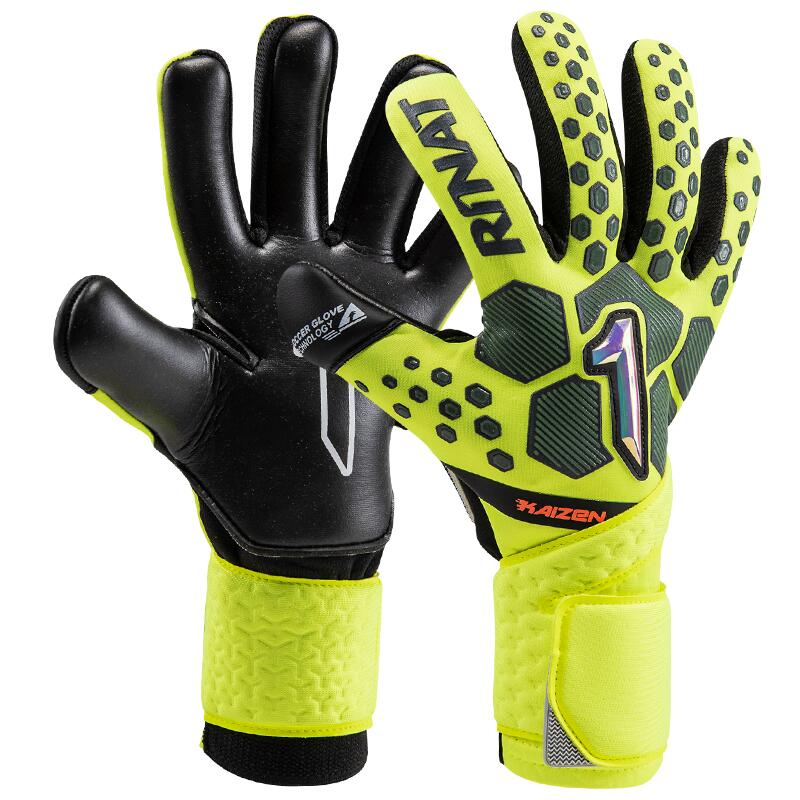 KAIZEN ALPHA Gant de gardien de but de football adulte jaune noir