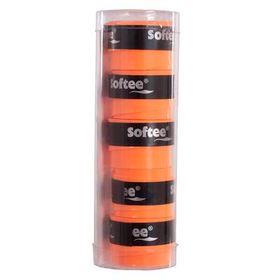 Set van 5 overgrips glad softee tech oranje fluor
