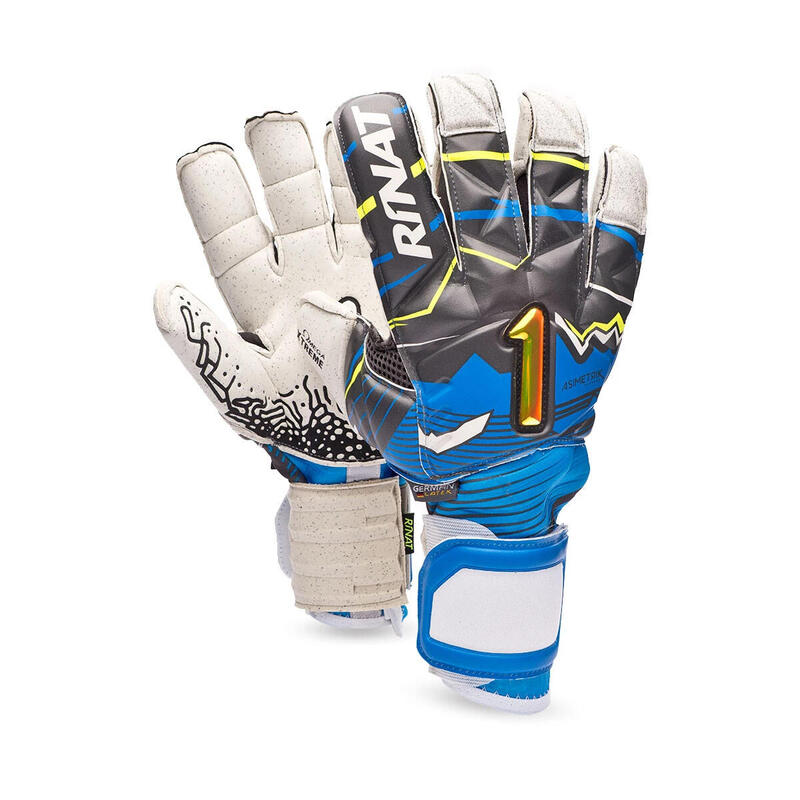 Guantes De Portero adulto rinat asimetrik spark pro gris azul tam 9