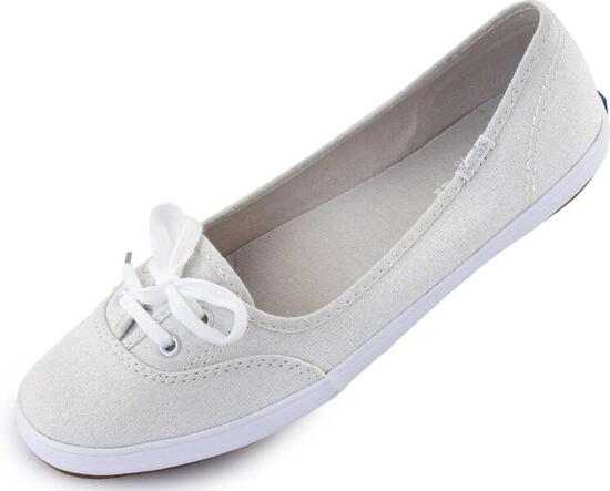 Ballerines Keds Teacup Lurex argentées à rayures