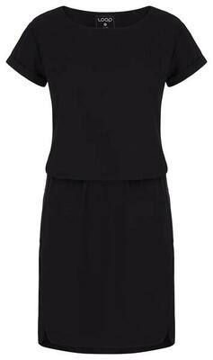 Damesjurk loap ubulina zwart - boothals, elastische taille, korte splitrok