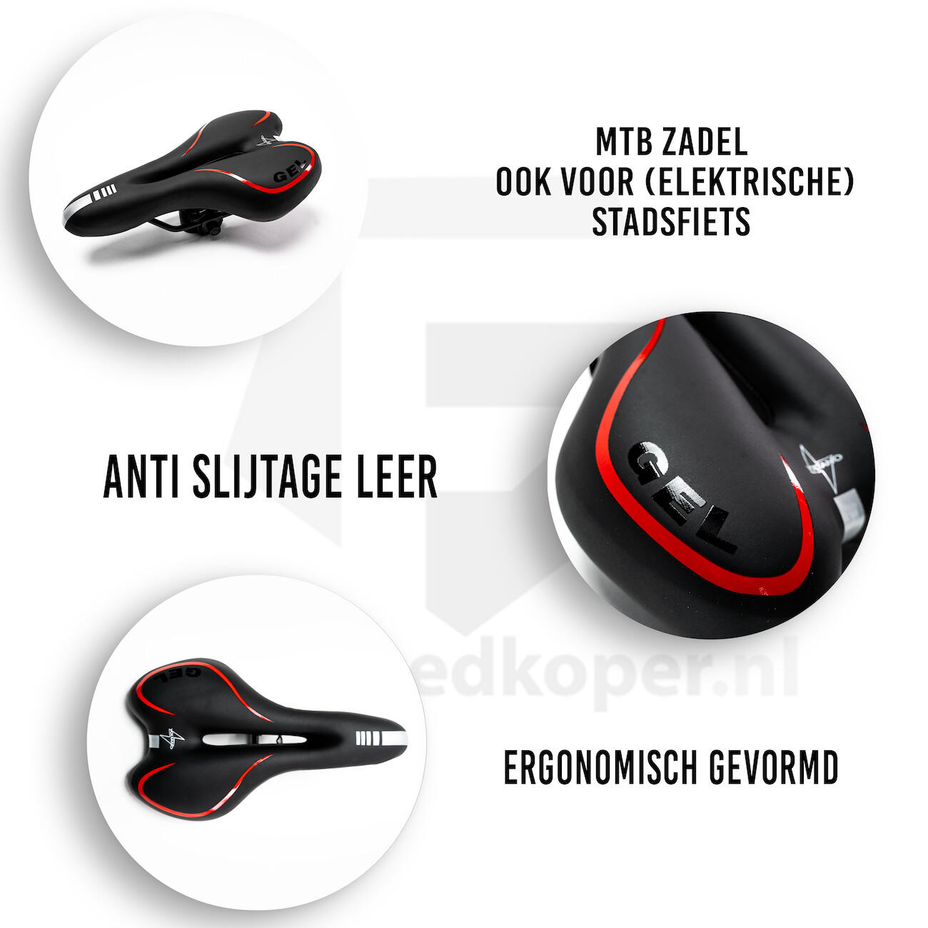 Fietszadels voor Toerfietsen van het merk VOLTANO - Unisex - Kleur ZWART - 6/7